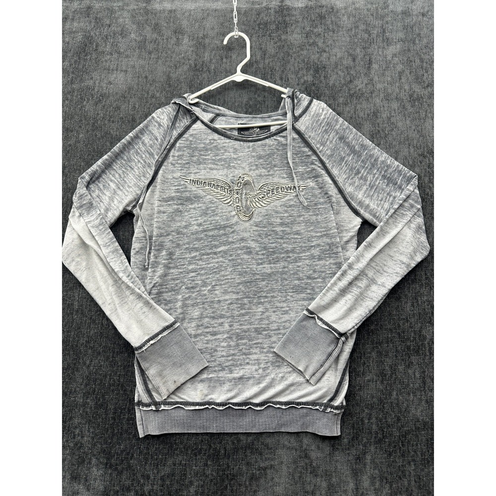 Indianapolis Motor Speedway Hoodie Womens Large Heather‎ Gray Embroidered Logo
